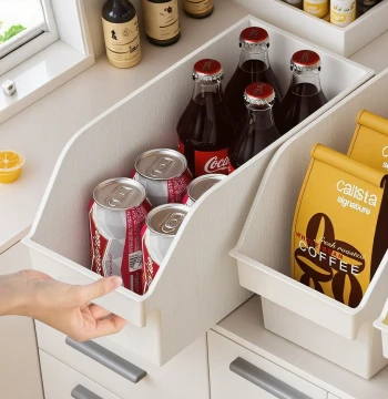Kitchen Cabinet Storage Box, Snack and Sundries Organizer, Home Desktop Tiered Rack, Countertop Cup Holder, Storage Shelf FH