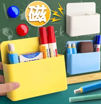 Magnetic Pen Holder Wall-Mounted Storage for Whiteboard Chalk and Markers
