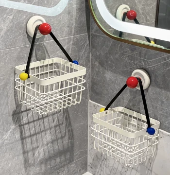 Wall-Mounted Basket with Suction Cups for Face Towels - Ventilated Bathroom Storage