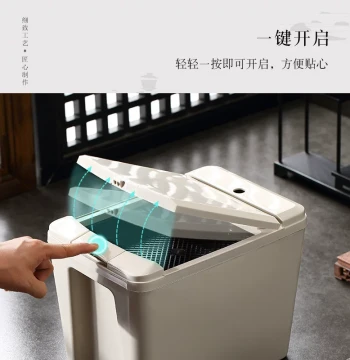 Household Plastic Tea Water Bucket Square Flip-Lid with Wheels Tea Ceremony Tea Residue Trash Bin Teaware Wastewater Drain Bucket