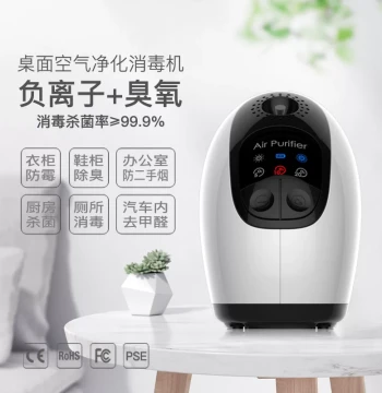 Desktop Air Disinfectant, Small Ozone Generator, Rechargeable Deodorizer, Car Negative Ion Air Purifier for Indoor Use