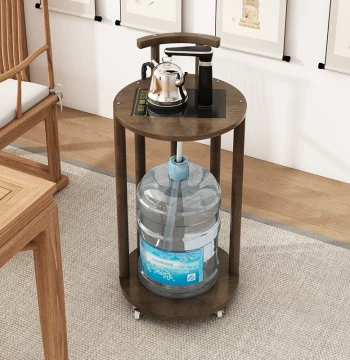 Tea Cart Mineral Water Dispenser Automatic Water Pump Pure Water Bucket Stand Wooden Barrel Support