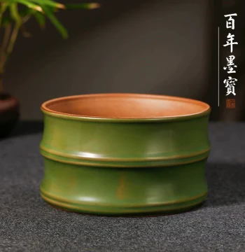 Ceramic Bamboo-Style Brush Washer - Large/Small Water Pot for Calligraphy Supplies