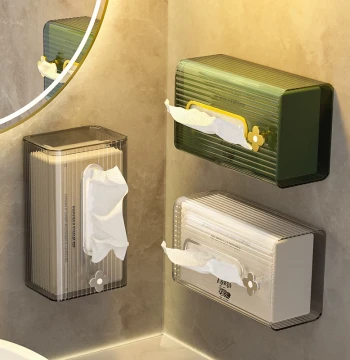 Face Towel Storage Box Wall-Mounted No-Drill Dispenser for Disposable Washcloths