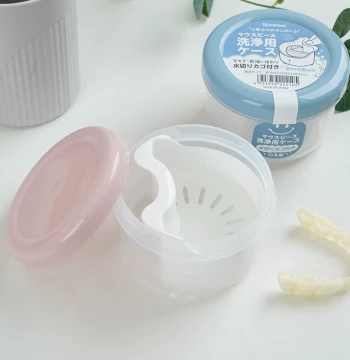 Japanese Imported Denture Storage Box, Retainer Cleaning Case, Small Soaking Container for Elderly False Teeth and Aligner Cleaner