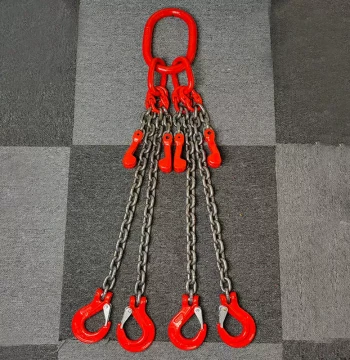 Double-Chain Lifting Rigging, Double-Hook Chain with Adjustable Links, Four-Leg Chain Assembly Rigging