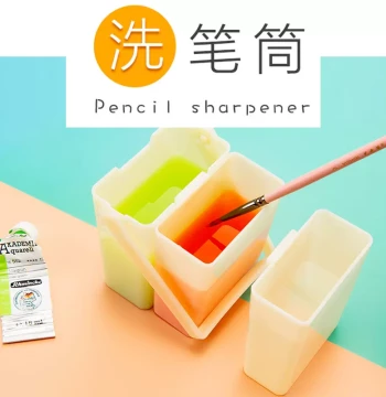 3-in-1 Multifunctional Paint Brush Washer Bucket for Watercolor and Gouache, Portable Folding Plastic Art Bucket for Plein Air Painting