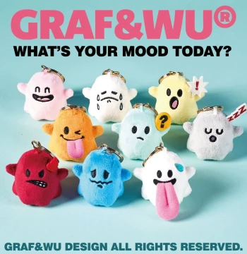 GRAF Original Brand [Mini Edition] What's Your Mood Today? Cute Ghost Plush Keychain
