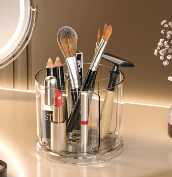 Rotating Pen Holder Large Capacity Transparent Desktop Organizer