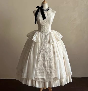 [Final Payment Deadline for Freedom Letter Group 7] Snow Dream of the Snowfield CLA-Style Halter Embroidered Long Lolita Dress
