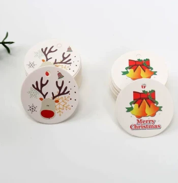 100pcs Merry Christmas Tags Garment Clothes Hang Tag Round P