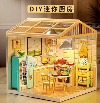 Super World DIY Dollhouse Villa, Hand-Assembled Miniature House Model, Building Block Toy Gift for Boys and Girls