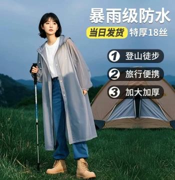 Thickened Portable Raincoat, Long Full-Body Storm Poncho for Hiking and Travel, Disposable Adult Outdoor Wear