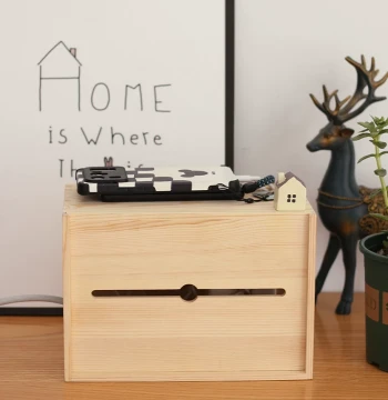 Power Strip Storage Box, Cord Organizer, Solid Wood Desktop Cable Management Box for WiFi Routers and Power Strips