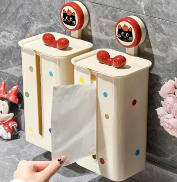 Face Towel Storage Box Suction Cup Wall-Mounted for Bathroom