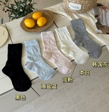 Women's Spring/Summer Mesh Socks – Japanese Style Sweet Bowknot Design, Mid-Calf Length, Hollow-Out Pattern