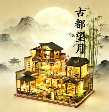 Large Ancient Style DIY Villa Architecture Miniature Scene Model Assembly Handcrafted Forest Court Building Blocks Gift for Girls