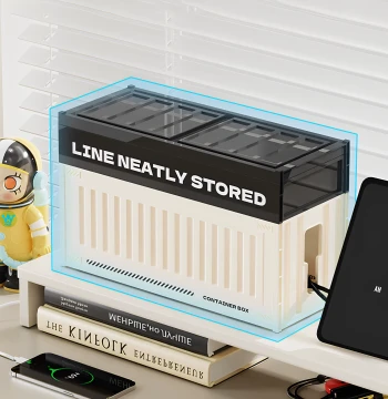 Power Strip Storage Box, Desktop Cable Organizer for Charging Cords and Sockets, Wire Management Solution