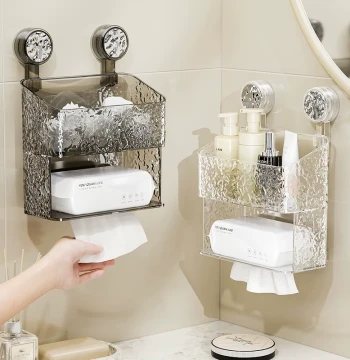 Face Towel Storage Box Suction Cup Wall-Mounted Holder for Used Facial Cotton Pads