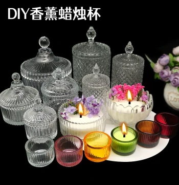 Glass Scented Candle Jar with Lid - Transparent Container for DIY Aromatherapy and Diffuser Stones