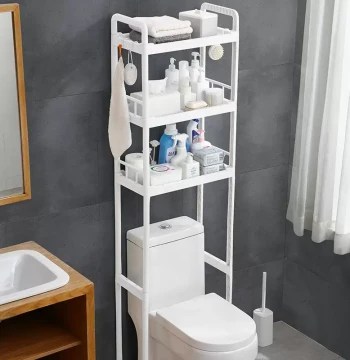 Multi-Tier Floor-Standing Toilet Storage Rack, Over-the-Roller Shelf for Bathroom, Balcony, Laundry, and Washing Machine Organization
