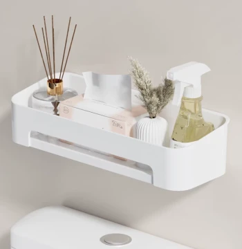 No-Drill Over-Toilet Storage Rack for Bathrooms, Wall-Mounted Organizer Shelf for Restrooms and Washrooms