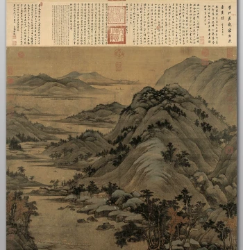 Five Dynasties Dong Yuan Long Su Jiao Min Landscape Painting Tracing Print for Decoration