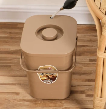 Tea Waste Bucket with Handle and Filter Layer - Square Pop-Up Lid for Tea Tools and Wastewater