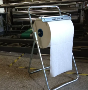ORDER211100 Industrial Large Roll Floor Stand, Dust-Free Workshop Paper Roll Holder with Ground-Level Support Frame
