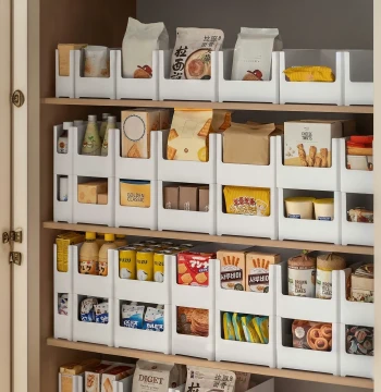 Cabinet Storage Boxes for Snacks and Kitchen Sundries - Home Right-Angle Organizer Bins for Desktop Drawers