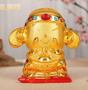 Rapid Gold-Plated God of Wealth Ceramic Statue - Creative Money Bank and Decorative Ornament