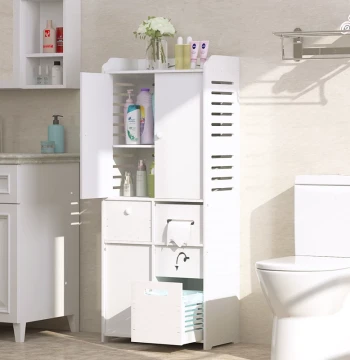 Bathroom Toilet Shelf Side Cabinet, Waterproof Floor-Standing Storage Unit for Restrooms and Showers, Space-Saving Organizer