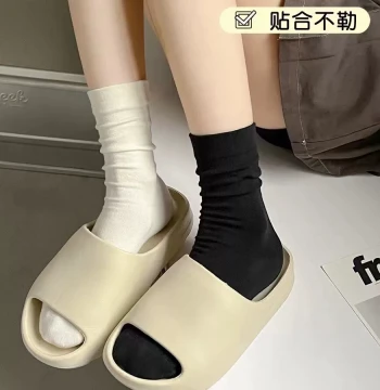 Women's Postpartum Socks Spring/Summer White Student Slouch Socks Elastic Trendy Long Socks