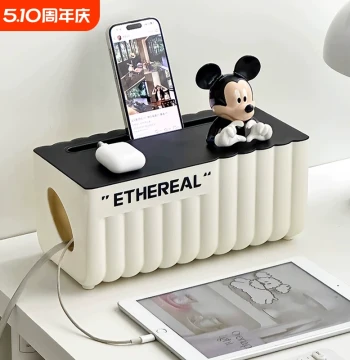 Power Strip Organizer Box for Office Data Cables, Desktop Appliance Wire and Socket Hub