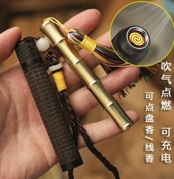 [Blow to Ignite] Sandalwood Creative Incense Lighting Tool, Rechargeable Mini Fire Starter for Stick and Coil Incense, Incense Ceremony Set
