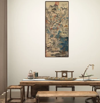 Yuan Dynasty Wang Meng's 'Ge Zhichuan Relocating' Landscape Painting - High-Definition Study Copy for Collectors and Decor
