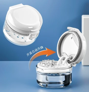 Japanese Retainer Storage Case with Mirror, Portable Cleaning Box for Invisible Braces, Children's Orthodontic Appliances, and Elderly Dentures