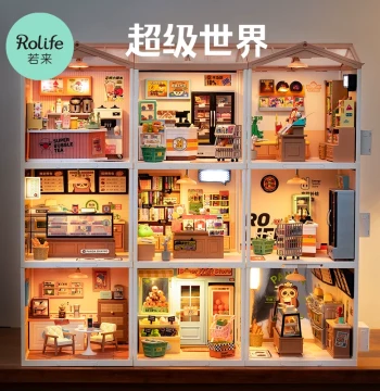 rolife Super World Store Handmade DIY Dollhouse Assembly Model - Educational Building Block Gift for Girls
