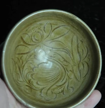 Yuan Dynasty Yaozhou Kiln Carved Lotus Cup