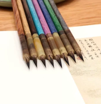 Small Kai Black-Purple Mixed Hair Brush - Professional Grade for Sutra Copying, Tracing, Line Drawing, and Gongbi Painting (Suitable for Beginners to Experts in Running, Kai, Clerical, and Seal Scripts)