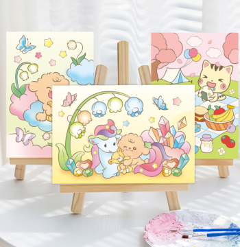 Star Cat Creative Oil Painting Coloring Book for Kids, Non-Toxic DIY Graffiti Paint Set, Mess-Free