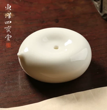 Dehua Mutton Fat White Porcelain Water Dropper, Ceramic Inkstone Dropper Dedicated to Ink Grinding, Water Vessel for Calligraphy, One of the Four Treasures of the Study