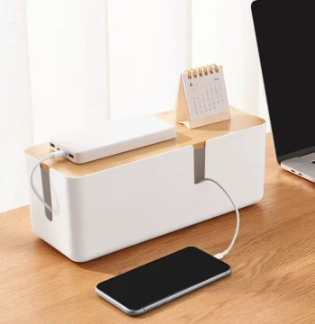 Power Strip Storage Box Data Cable Charger Cord Organizer Box with Lid Power Board Wire Organizer Desktop Storage Box