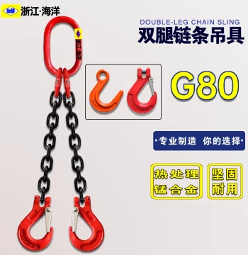 Double-Leg Mold Lifting Chain, 2-Leg Manganese Steel Chain with Hooks, Rigging Assembly for Dual-Limb Hoisting