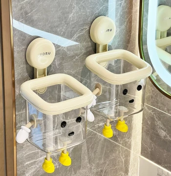 Face Towel Storage Box with Suction Cup for Wall Mount