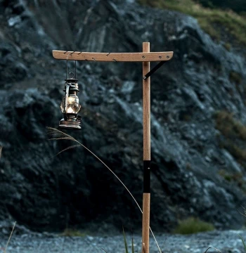 Portable Folding Solid Wood Camping Light Pole, Outdoor Lantern Stand for Campsites and Night Fishing