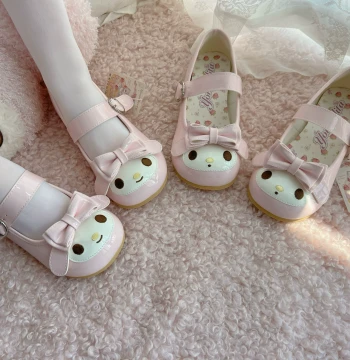 [Flat Sole] Yomi Original Meimei Pink Lottie Lolita Shoes - Round Toe Low Heel Otaku Style Lo Shoes