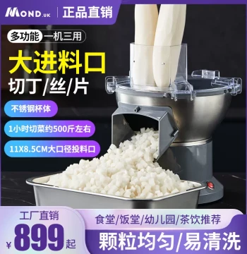 Commercial Dicing Machine for Fruits and Vegetables, Mango and Pineapple Dicing Tool with Large Feed Opening, Carrot and Potato Dicing, Shredding, and Slicing