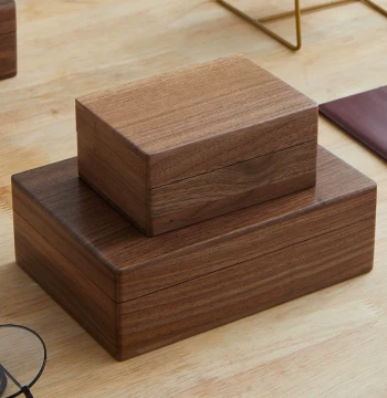 Black Walnut Wood Box Vintage Desktop Storage Box Solid Wood with Lock Cultural Artifact Organizer Small Chest for Documents and Seals