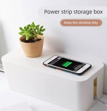 Power Strip Organizer Box, Desktop Cable Management Solution for Wires and Data Cables, Wire Hub and Cord Organizer